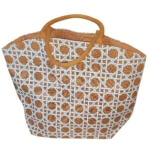 2 Chic Woven Jute Oversized Tote Bag Orange ONE ITEM